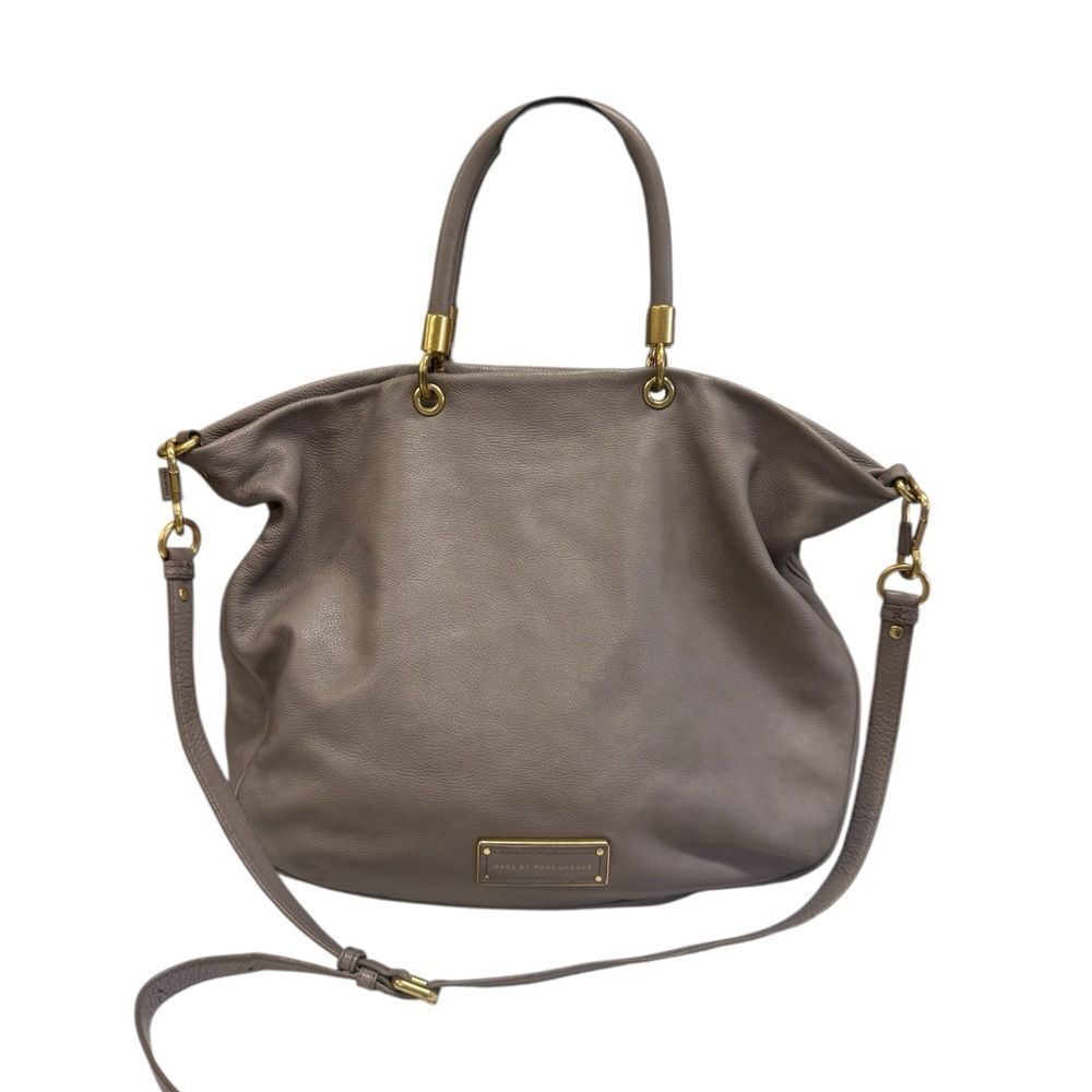 Marc by Marc Jacobs Gray Leather Mini Shopper 2way Satchel Shoulder Bag Auth